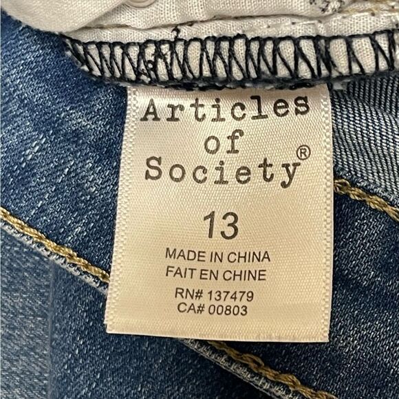 Articles of Society High Waist Wide Leg Split Hem Blue Jeans Size 13 Stretch EUC - Picture 6 of 7